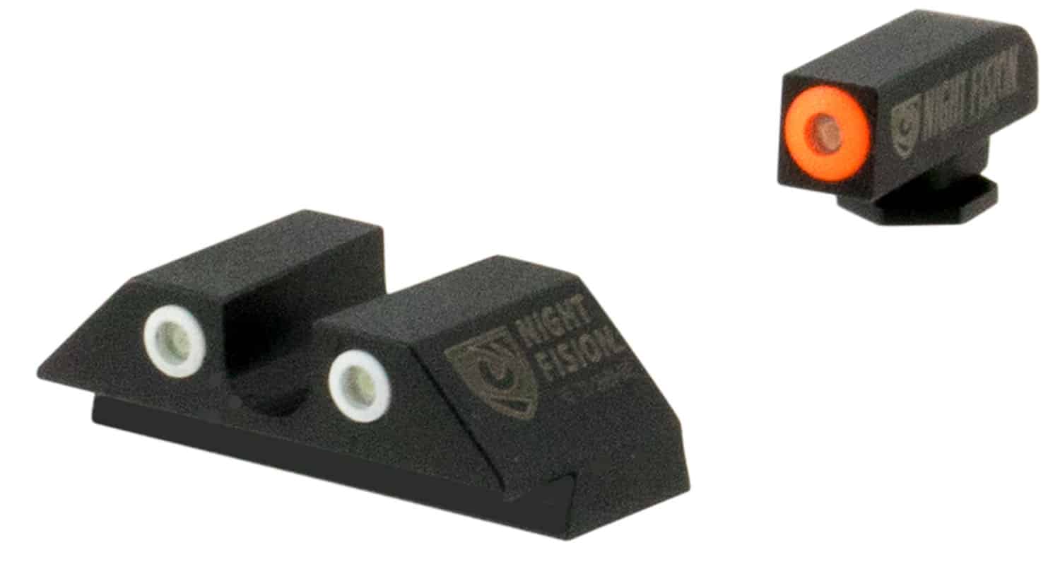 Night Fision GLK001007OGZ Tritium Night Sights For Glock Green Tritium Orange Outline Front Sight- Green Tritium Black Outline Rear Sight Glock 17/17L/19/22