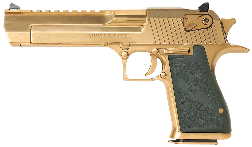 Magnum Research DE44TG Desert Eagle Mark XIX 44 Rem Mag 6" 8+1 Titanium Gold Carbon Steel Frame & Slide Black Rubber Grip
