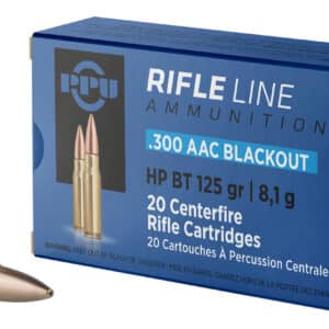PPU PP300BH Standard Rifle 300Blackout 125gr Hollow Point Boat Tail 20 Per Box/50 Case