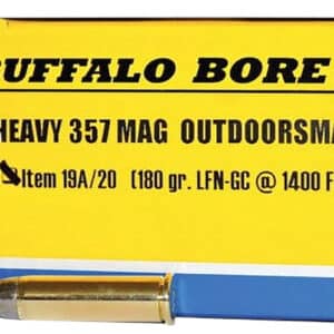 Buffalo Bore Ammunition 19A20 Outdoorsman Strictly Business 357Mag 180gr Hard Cast Flat Nose 20 Per Box/12 Case