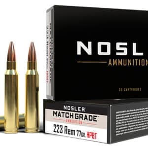 Nosler 60011 Match Grade 223Rem 77gr Custom Competition Hollow Point Boat Tail 20 Per Box/20 Case