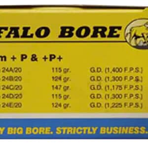Buffalo Bore Ammunition 24D20 Personal Defense Strictly Business 9mmLuger +P 115gr Jacket Hollow Point 20 Per Box/12 Case