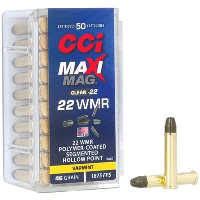 CCI 972CC Maxi-Mag Rimfire 22 WMR 46 gr Segmented Hollow Point 50 Per Box/ 40 Cs