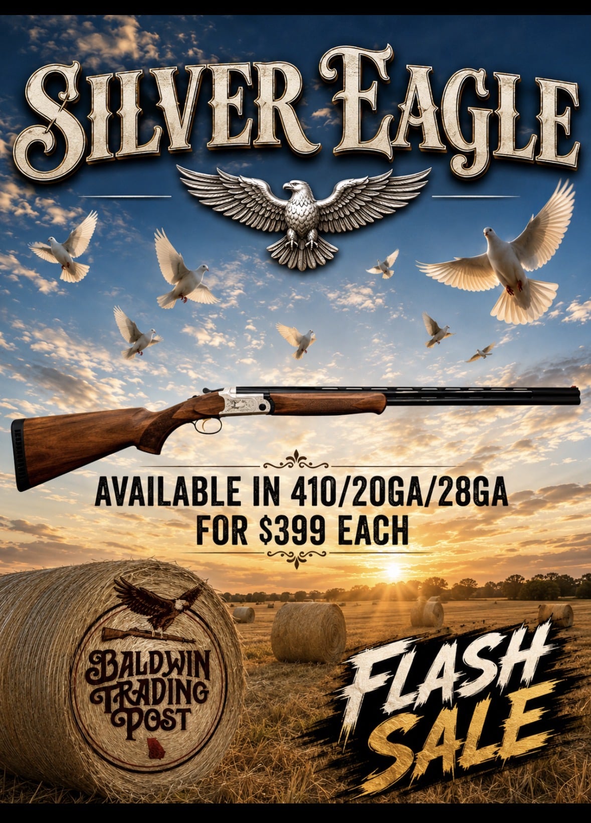 BEAUTIFUL OVER/UNDER SHOTGUN IN 410/20/28 GAUGE CHOICE