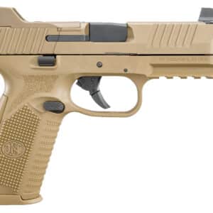 FN 66100383 509T 9mm Luger 10+1 4.50" Black Steel Threaded Barrel, Flat Dark Earth Optic Cut/Serrated Stainless Steel Slide, Flat Dark Earth Polymer Frame w/Picatinny Rail