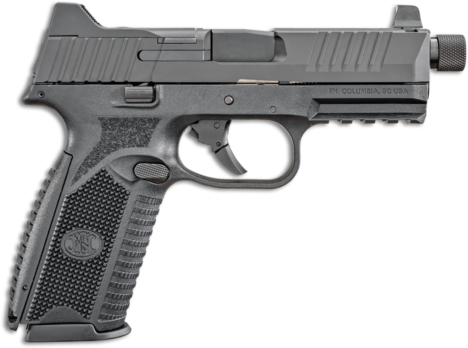 FN 66100527 509T 9mm Luger 10+1, 4.50" Black Steel Threaded Barrel, Matte Black Optic Ready/Serrated Stainless Steel Slide, Matte Black Polymer Frame w/Picatinny Rail