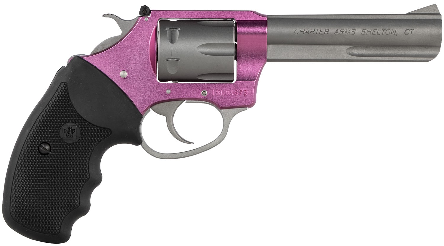 Charter Arms Pathfinder Lite .22 LR pink and stainless revolver with 4.2-inch barrel