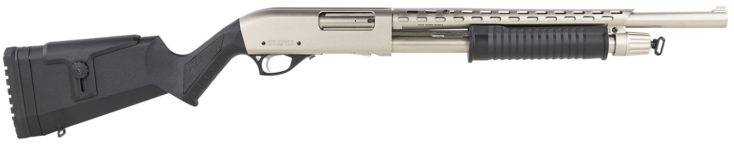 Rock Island AGM5 All Generations 12 Gauge Pump 3" 5+1 18.50" with Heat Shield, Nickel Barrel/Rec, Black Synthetic Furniture, Adj. Comb Stock
