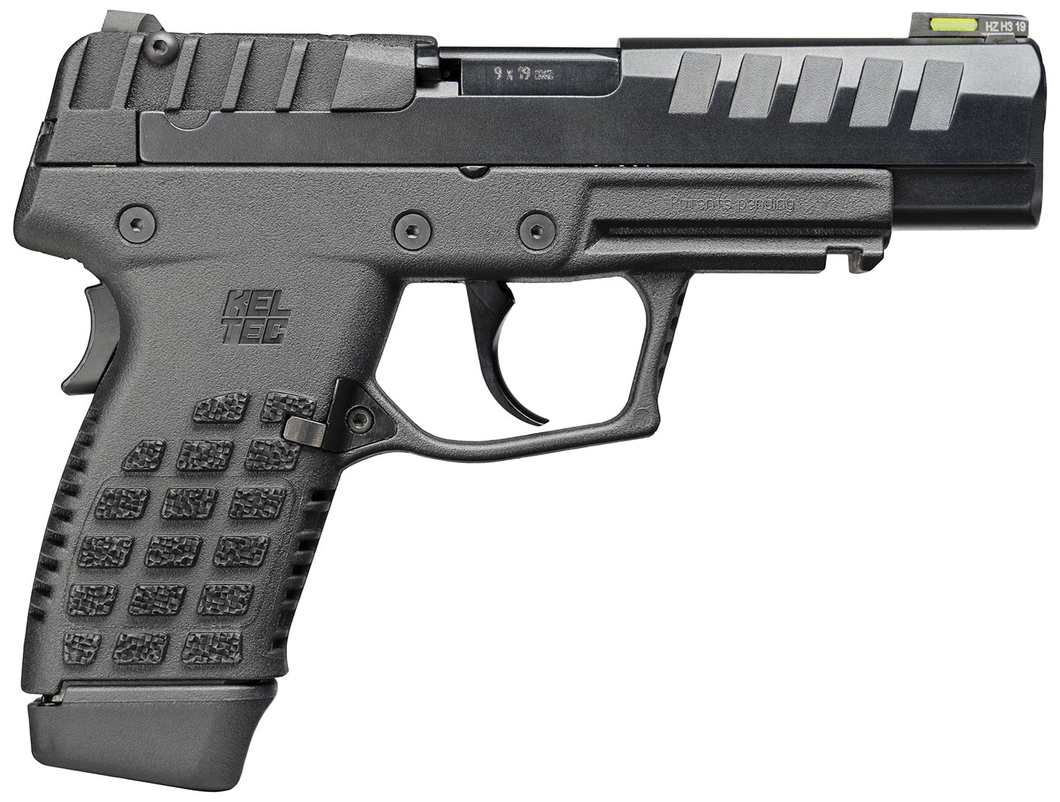 Kel-Tec P15BLK P15 Compact Frame 9mm Luger 15+1 4" Black Steel Barrel, Black Nitride Serrated Steel Slide, Black Polymer Frame w/Picatinny Rail, Black Stippled Grip, Ambidextrous