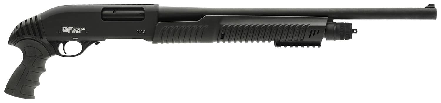 Gforce Arms GFP3REX GFP3REX 12 Gauge Pump 3" 4+1 20" Black Steel Barrel, Black Picatinny Rail Receiver, Black Rubber Grip