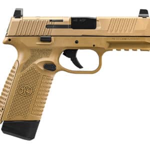 FN 66101388 545 MRD Full Size 45 ACP 15+1, 4.10" Black Target Crown Steel Barrel, Flat Dark Earth PVD Optic Cut/Serrated Steel Slide & Polymer Frame w/Picatinny Rail, Ambidextrous