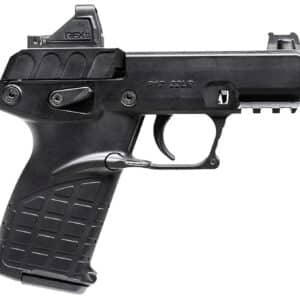 Kel-Tec P17BBLKOPTIC P17 Compact Frame 22 LR 16+1 3.80" Black Steel Barrel, Black Serrated Steel Slide, Black Polymer Frame w/Picatinny Rail, Textured Grip, Viridian RFX-11 Green Dot, Ambidextrous