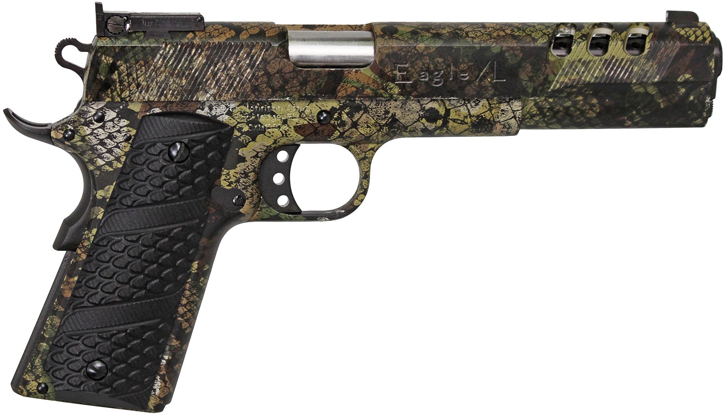 Iver Johnson Arms EAGLEXL10P Eagle XL10P Swamp Snake 10mm 8+1 6" Swamp Snake Hydrographic Front/Rear Angled Serrations Ported 4140 Steel Slide G-10 Snake Skin Grip