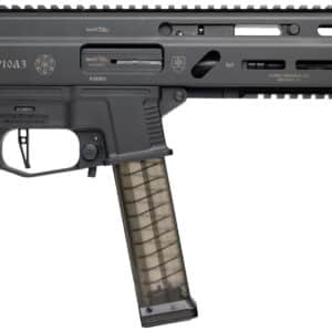 Grand Power 810091157152 SP10A3 Stribog 10mm Auto 20+1 8" Black Threaded Barrel, Black Aluminum Picatinny Rail Receiver, Rear picatinny Rail, Black Polymer Grip, Thread Protector