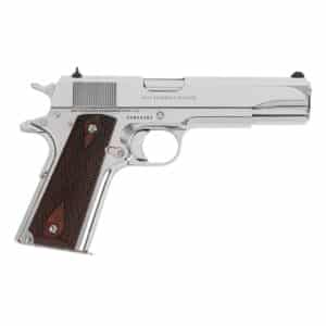 Colt Mfg O1073BSTS Government 38 Super 9+1 5" Stainless National Match Barrel, Stainless Steel Serrated Slide, Stainless Steel Frame w/Beavertail