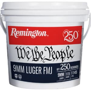 Remington Ammunition 21385   9mmLuger 115gr Full Metal Jacket 250 Per Box/4 Case
