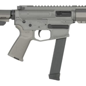 Shark Coast Tactical SCC06780SP9NGY Sneeky Pete 9mm Luger 30+1 5.50" Black Melonite Threaded Barrel, Gray Cerakote Receiver, SB Tactical SBA3 Brace