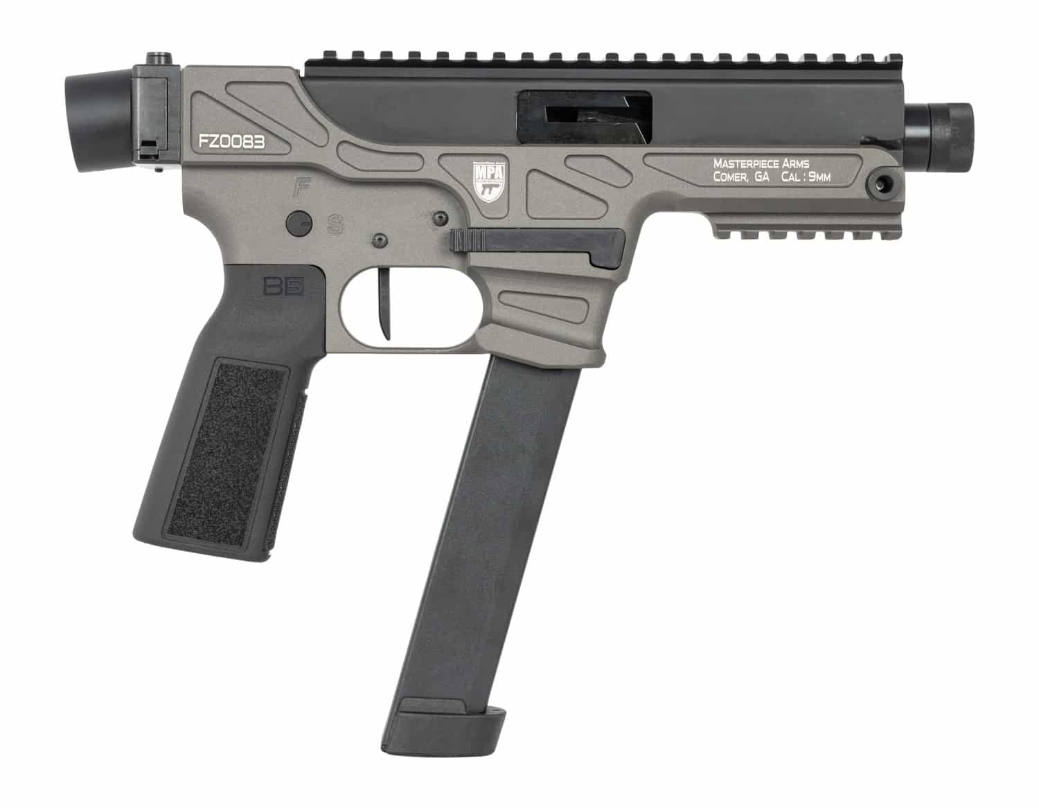 MasterPiece Arms 30K 30K 9mm Luger 30+1 4.50" Black Threaded Barrel, Aluminum Receiver w/Picatinny Rail, Black B5-P22 Grip