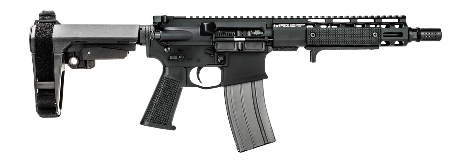 Griffin Armament MK2PSD30095P-W MK2 PSD 300 Blackout 9.50" Threaded Barrel, Black Anodized Aluminum Receiver w/Picatinny Rail, M-LOK Handguard, Black Polymer SBA3 Brace, Black A3 Grip, Ambidextrous