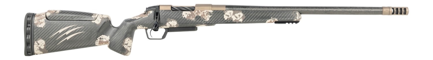 Fierce Firearms CT Rival XP 2.0 22 Creedmoor 18" Carbon Fiber Threaded Barrel, Smoked Bronze Cerakote Titanium Drilled & Tapped Receiver, Integral Rail Forend, Desert Shadow Camo Adj Comb Carbon Fibe