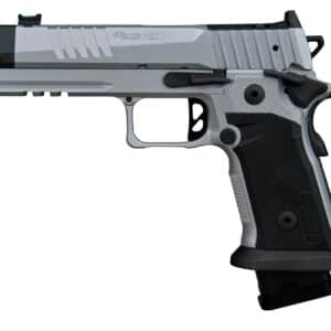 Sig Sauer 211F9GTOSILVER P211 Quicksilver Full Size 9mm Luger 23+1 4.40" Stainless Bull w/MACH3D Compensator Barrel, Silver Cerakote Stainless Steel Integrated Compensator/Optic Ready/Serrated Slide &