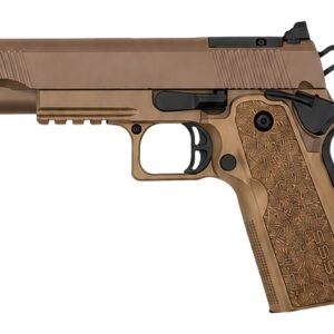 Tisas Arms 12500904 1911 Duty DS 9mm Luger 18+1 5" Black Barrel, Coyote Brown Cerakote Carbon Steel Optic Ready/Serrated Slide, Flat Dark Earth Carbon Steel Frame w/Beavertail & Picatinny Rail, RMSc F