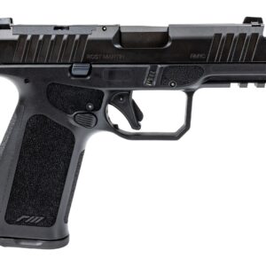 Rost Martin RM1CXBLKOSP10CA(COMP) RM1X Comp Compact 9mm Luger 10+1 4" Black Compensated Match Grade Barrel, Black Nitrocarburized Steel Optic Ready/Serrated Slide, Black Polymer Frame w/Picatinny Rail