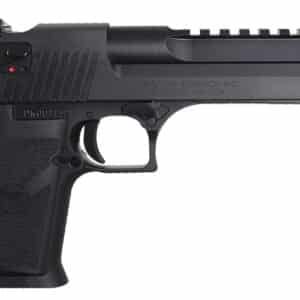 Magnum Research DE50 Desert Eagle Mark XIX 50 AE Caliber with 6" Picatinny Rail Barrel, 7+1 Capacity, Overall Black Finish Carbon Steel, Beavertail Frame, Serrated Slide & Rubber Grip