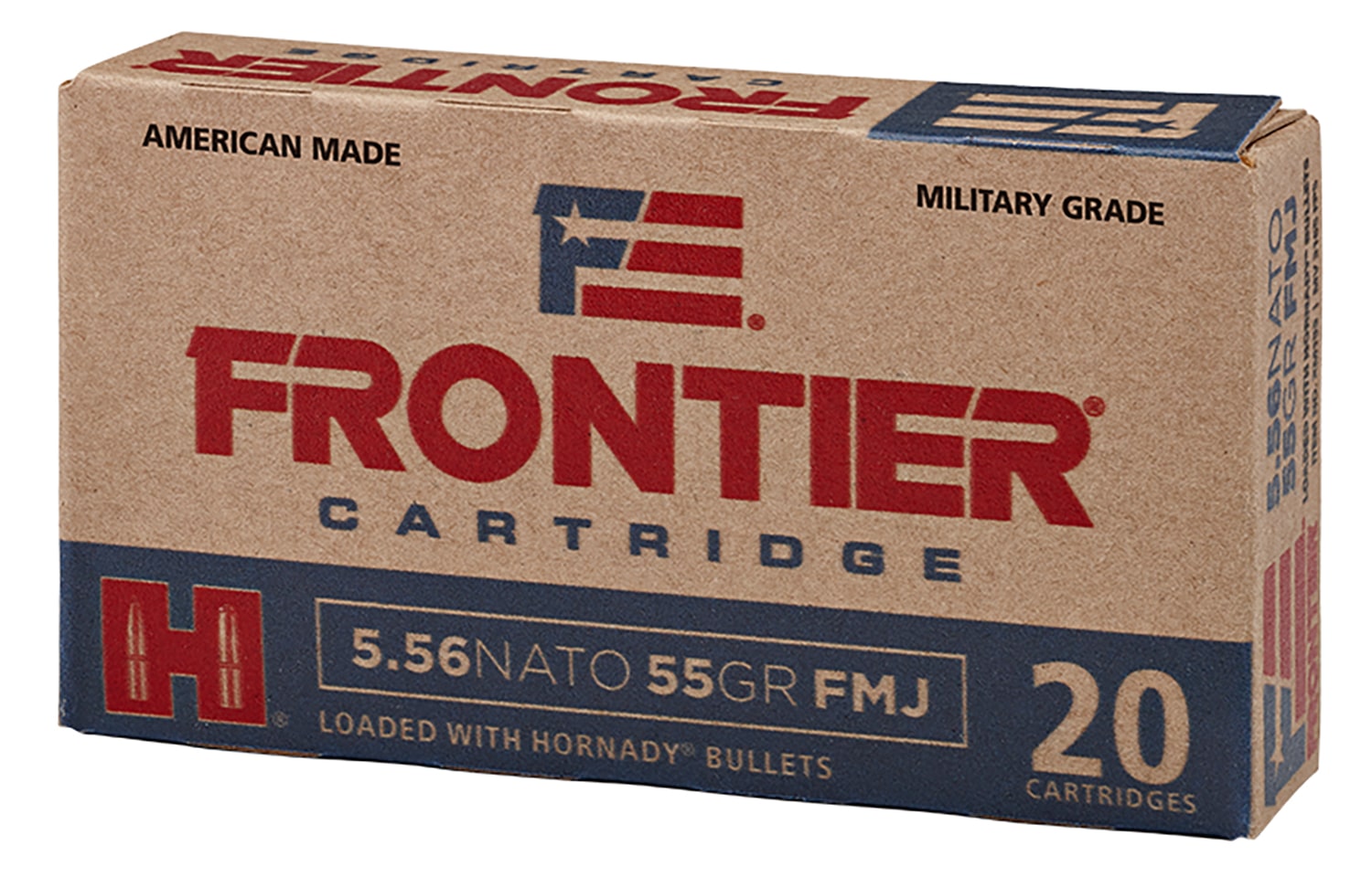 Hornady Frontier 5.56 NATO 62 grain FMJ ammunition, 20-round box