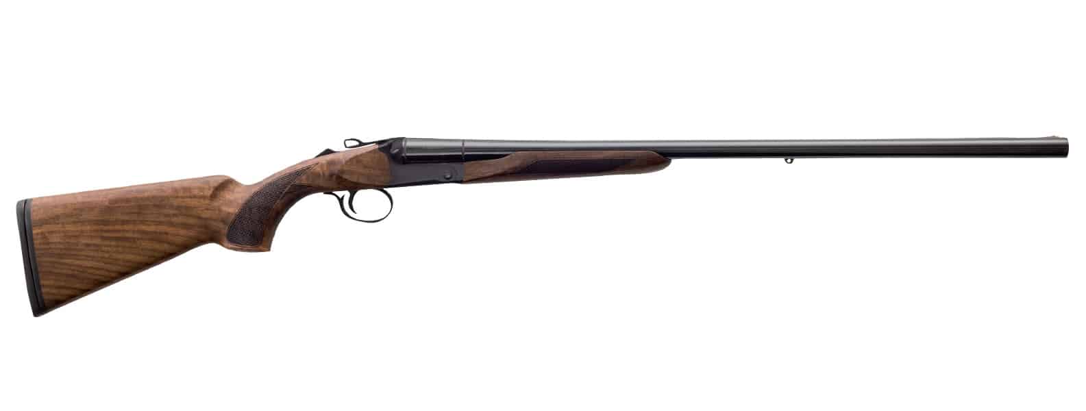 Charles Daly 500 12-gauge side-by-side shotgun with checkered walnut stock