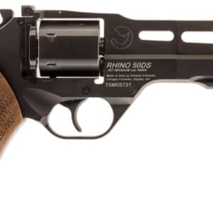 Chiappa Firearms CF340246 Rhino 50SAR Medium Frame 357 Mag 6rd 5" Black Anodized Steel Vent Rib Barrel, Black Cylinder, Black Anodized Aluminum Frame w/Picatinny Rail, Walnut Grip, Exposed Hammer