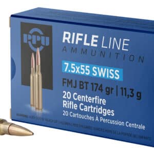 PPU PP7SF Metric Rifle 7.5x55mmSwiss 174gr Full Metal Jacket Boat Tail 20 Per Box/10 Case