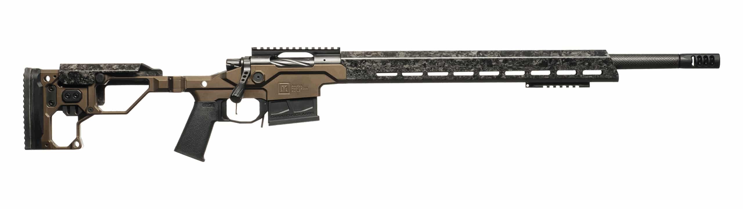 Christensen Arms MPR 22CR bolt-action rifle with 20-inch barrel and brown chassis