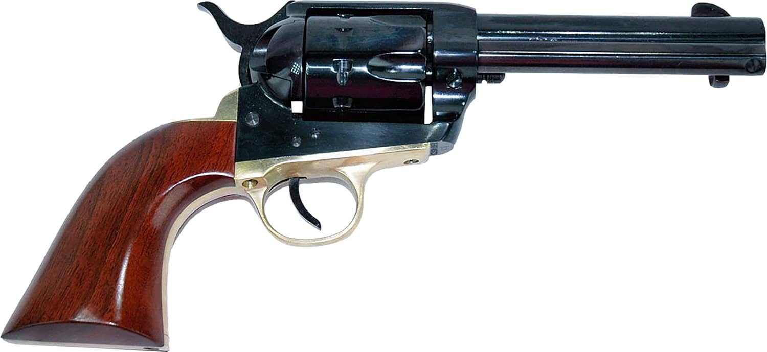 Cimarron Pistolero .22 LR revolver with 4.75-inch blued barrel and walnut grip