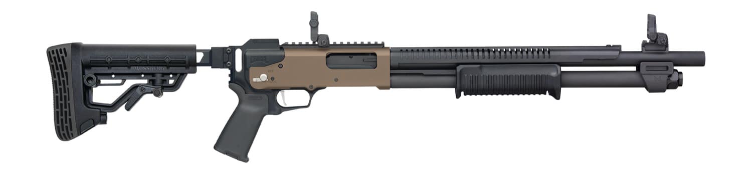 Mossberg 590R 12 gauge shotgun with 18.5-inch barrel and folding stock