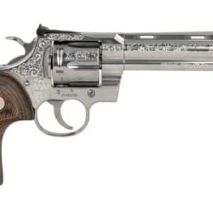 Colt Python 6-inch stainless steel revolver with walnut grip