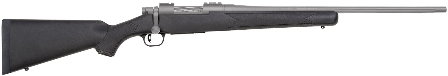 Mossberg 28005 Patriot  243 Win 5+1 22" Stainless Cerakote Fluted Barrel, Stainless Cerakote Receiver Drilled & Tapped, Black Fixed Synthetic Stock, Right Hand