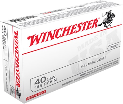 Winchester USA .40 S&W 165 grain FMJ ammunition, 50 rounds