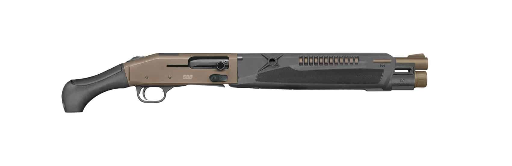 Mossberg 990 Aftershock SPX 12-gauge semi-auto shotgun in flat dark earth and black