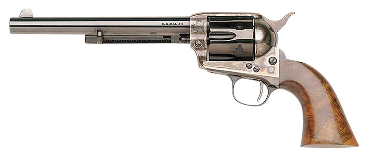 Taylors & Company 550907 1873 Cattleman SAO 45 Colt (LC) Caliber with 7.50" Blued Finish Barrel, 6rd Capacity Blued Finish Cylinder, Color Case Hardened Finish Steel Frame & Walnut Grip