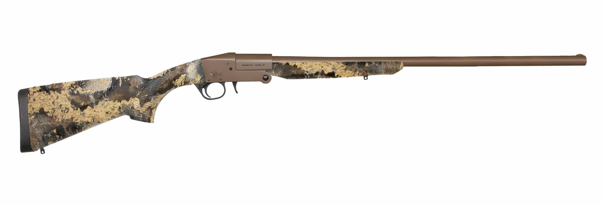 Charles Daly 101 20 gauge single-shot shotgun with 26-inch barrel and TrueTimber Prairie stock