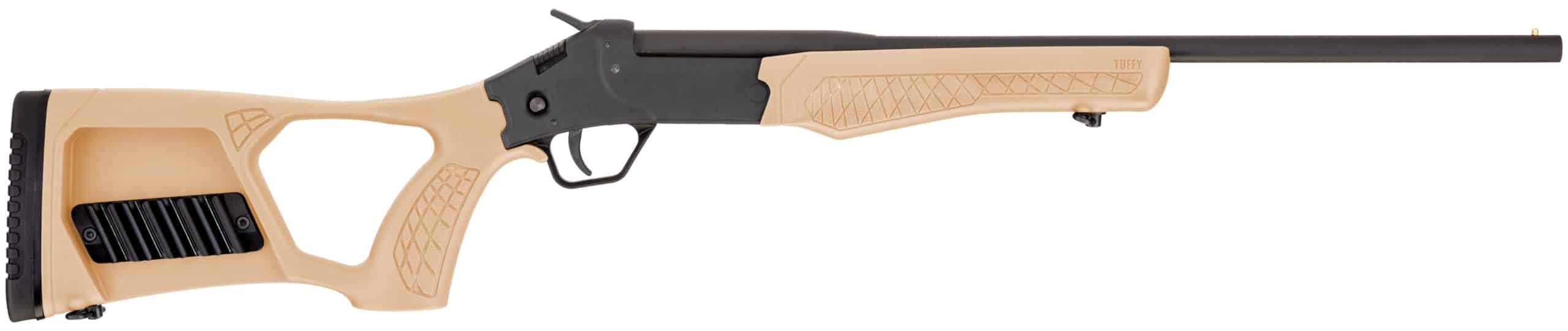 Rossi Tuffy .410 Bore single-shot shotgun with 18.5-inch blued barrel and tan thumbhole stock